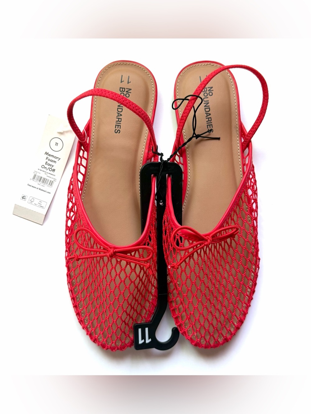 No Boundaries Red Mesh Slingback Flats - Women's Size 11